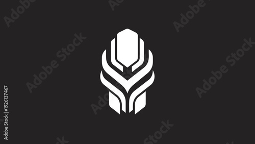 Abstract Futuristic Geometric Emblem Design.