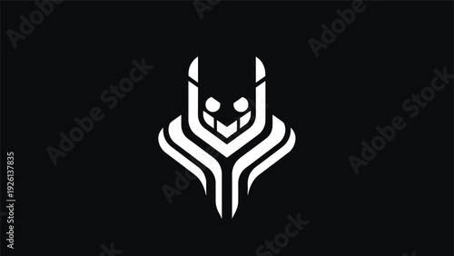 Abstract Futuristic Robot Head Emblem Design.