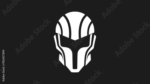 Futuristic Warrior Helmet Icon Graphic Design.