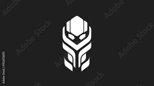 Abstract Futuristic Warrior Mask Emblem Design.