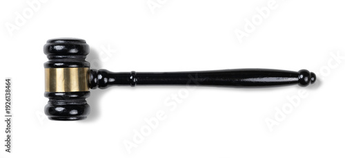 Foto Judge's gavel hammer for adjudication isolated on white background