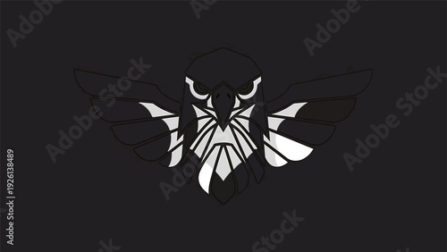 Abstract Geometric Bat Winged Creature Symbol.