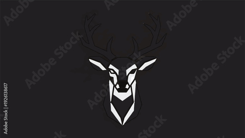 Geometric Deer Head Silhouette Minimalist Logo Design.