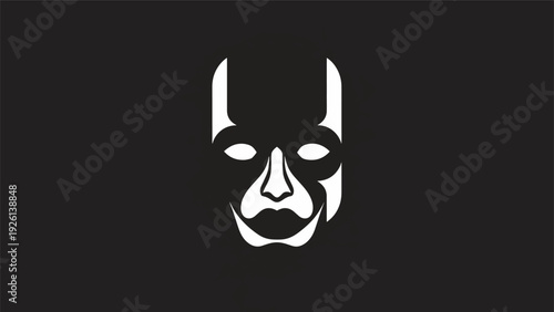Abstract White Face Silhouette on Dark Background.