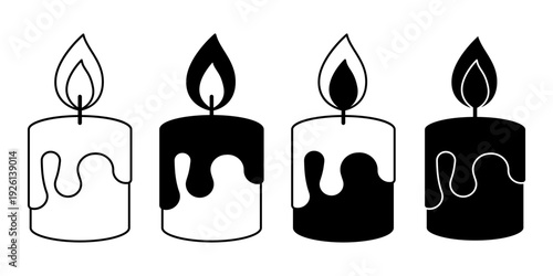 Dripping Candle Silhouette Collection in Black and White Minimal Style
