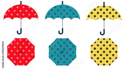 花柄の可愛い傘セット,開いた傘と閉じた傘のイラスト素材