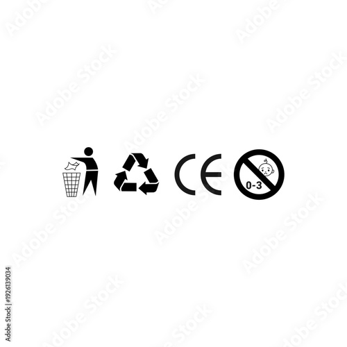 TRASHBIN RECYCLING CE MARK FORBIDDEN SIGN SYMBOL