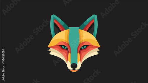 Geometric Fox Head Abstract Art Illustration.