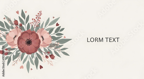 Wallpaper Mural Minimalist Valentine background with modern flat vector flowers. Torontodigital.ca