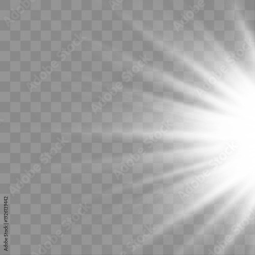 Elegant white sunbeams with smooth gradient halo, glowing edges, and delicate floating particles. vector
