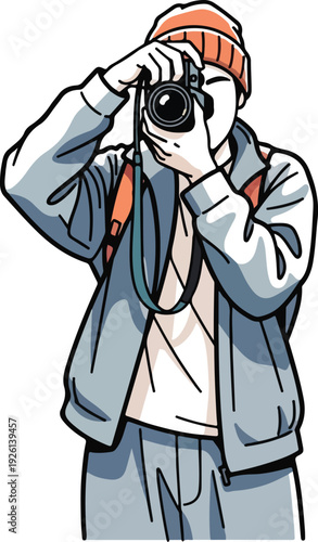 Photographer taking picture with camera