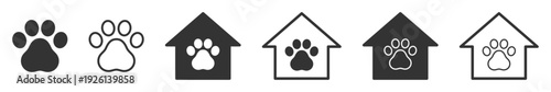 Footprints of Pet paw, dog and cat pet footprint symbol set vector illustration