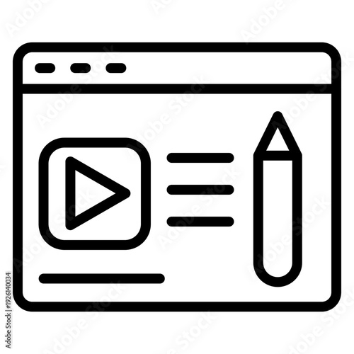 Video Script Vector Line Icon design