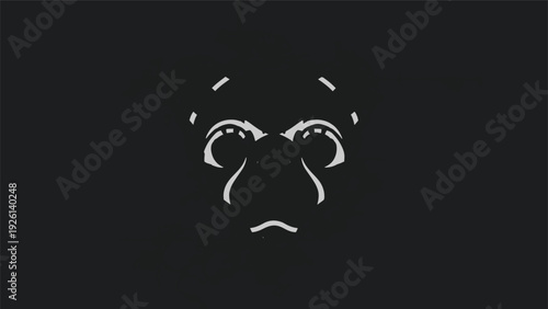 Abstract minimalist face outline with intense eyes and nose.