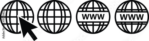 Globe icons with cursor and www symbol