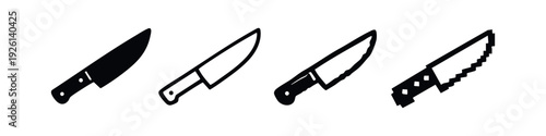 Assorted Kitchen Knife Icons - Solid, Outline, and Pixelated Designs for Cooking