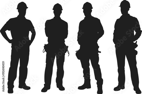 Construction Workers Silhouettes in Hard Hats untitled