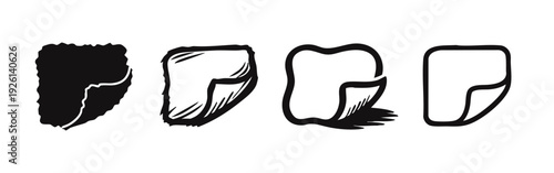 Creative document file icons with crumpled and bent paper effects in solid, sketchy, and outline styles.