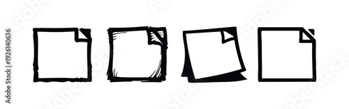 Set of Hand Drawn Document Icons with Rough Edges - Artistic Paper Symbols