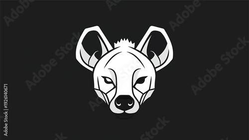 Geometric Hyena Head Emblem Minimalist White Design.