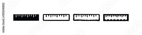 Ruler icons set in various styles, measurement and geometry tools vector for scale and dimension symbols