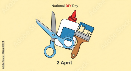 National diy day illustration with tools and supplies on april 2nd celebrating handmade and repair projects