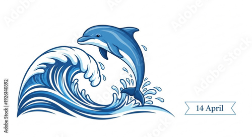 Dolphin jumping out of ocean wave with water splashes on white background symbolizing freedom and joy world dolphin day