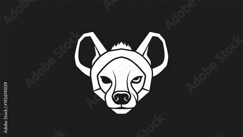 Geometric Hyena Head Logo Design White On Black.