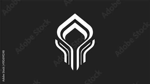 Abstract White Symbol Design on Black Background.