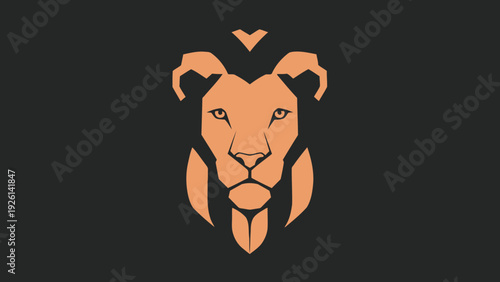 Geometric Lion Head Logo Design Minimalist Style.