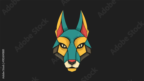 Geometric Anubis Head Egyptian Mythology Inspired Art.