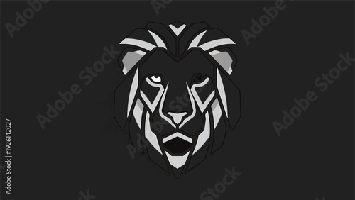 Geometric Lion Head Logo Design Abstract Art.