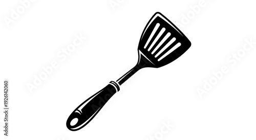 Black Slotted Kitchen Spatula Utensil.