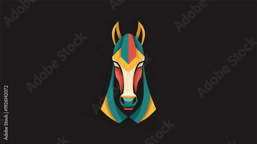 Colorful Abstract Horse Head Illustration with Geometric Shapes.