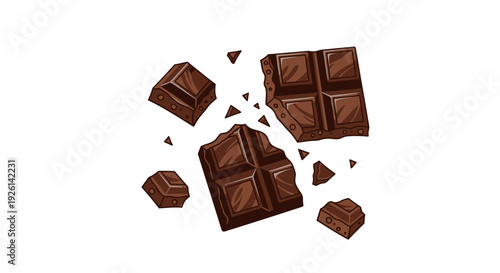 Chocolate pieces broken into fragments.