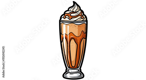 A glass of chocolate milkshake dessert.