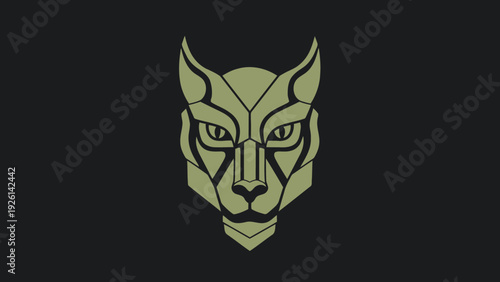 Geometric Lynx Head Emblem Design.