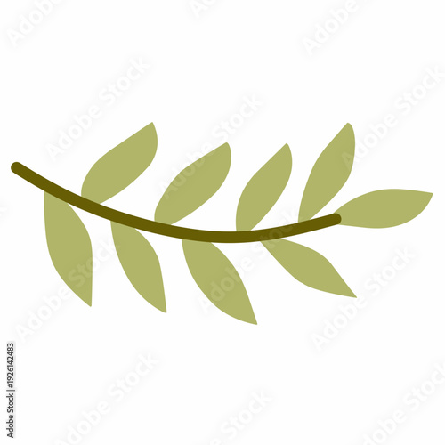 Leaf Branch in Flat Style for Nature Theme
