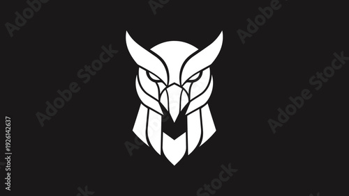 Geometric Owl Head Emblem Symbol Design.