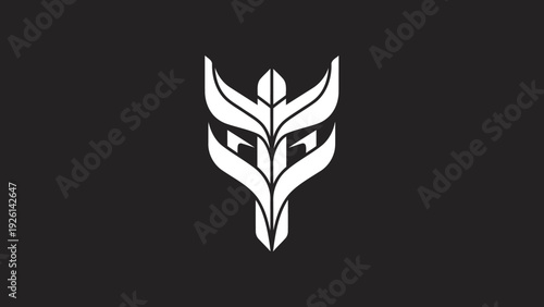 Abstract White Tribal Symbol on Black Background.