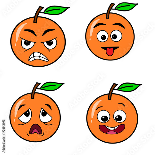 orange with four different expressions.eps