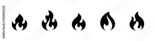 Simple fire flame icon isolated on white background.