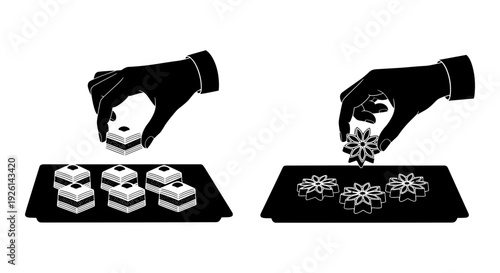 Contrast of wholesome baking versus destructive chaos with cake Vector, illustration