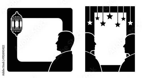 Contrast between solitude and celebration in a dimly lit urban setting Vector, illustration