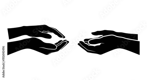 Two hands gently clasping fingers in a delicate moment of connection. Vector, illustration