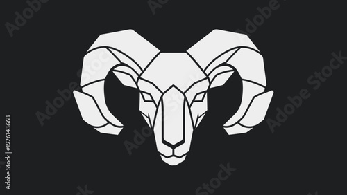 Geometric Ram Head Symbol Vector Art.