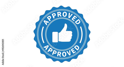 Approved Thumbs Up Badge Vector – Blue Certified Seal Stamp Emblem Icon