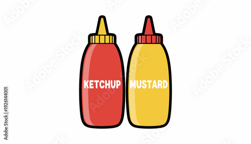 Classic American Condiments Duo Ketchup and Mustard Sauce Bottles for Culinary Delights