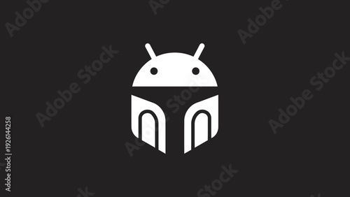 Android Robot Bug Logo Design Minimalist White.