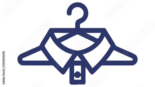 A hanger with a neatly folded shirt and a tag attached